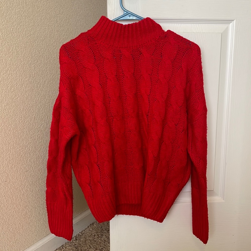Line + Dot | Anthropologie Red Knit Sweater, XS